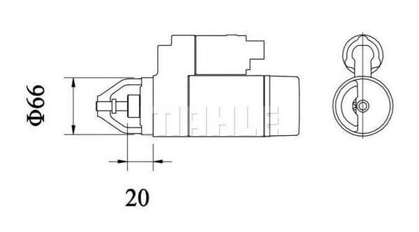 Démarreur 12V, 1kW, 9 dents, CW,Mahle vue 2