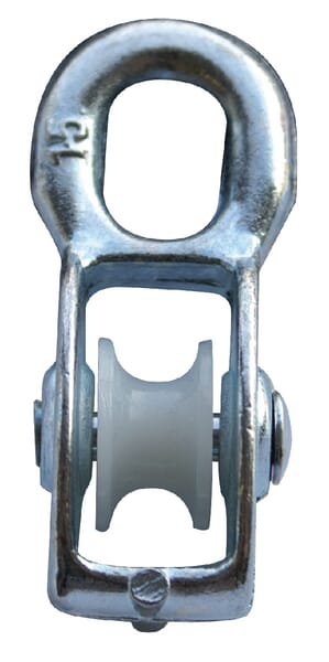 Lanová kladka s kozlíkem z litiny, kladka z nylonu