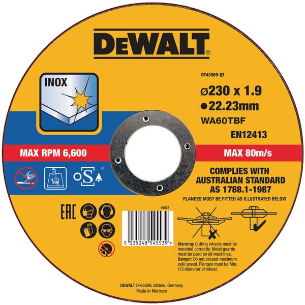 Disque à tronçonner l'inox Ø230x2,0mm — réf. DT43909QZ
