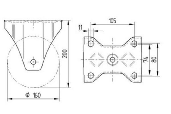 Roulettes pour charges lourdes à bandage en polyuréthane vue 3