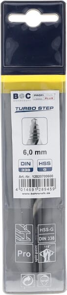 Vrták 6,0 mm HSS-DIN 338-G TURBO STEP