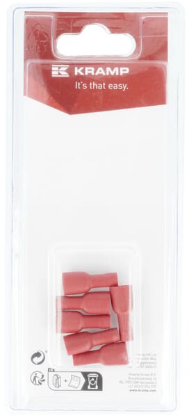 Cosse plate femelle, rouge 6,3x0,8mm - 0,5-1,0mm² (6) — réf. KRLA9150P06B