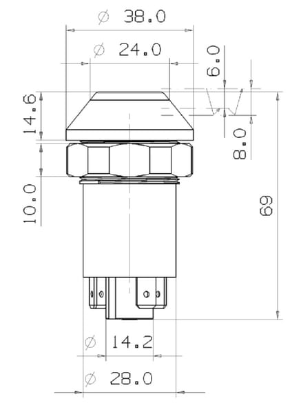 Interrupteur à poussoir, ventilation, rond, jaune vue 5