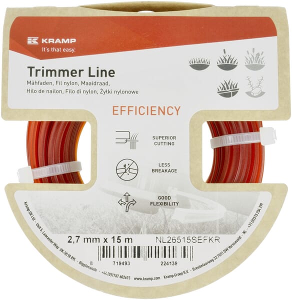 Fil de coupe Ø 2,65mm 15m carré rouge Efficacité — réf. NL26515SEFKR