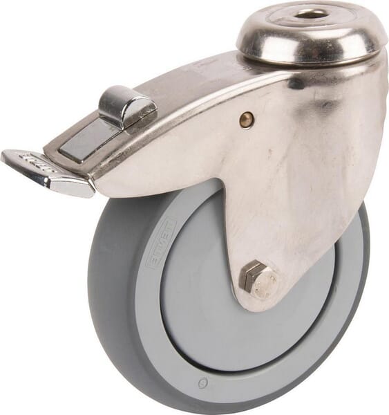 Roues pivotantes en acier inoxydable avec fixation par boulon 125 mm · réf. 7477PJC125P3011