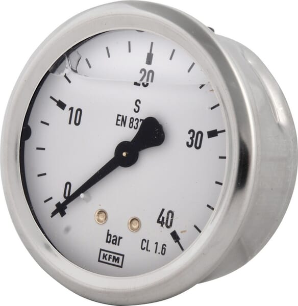 Manomètre à glycérine 63 mm 40 bar, montage arrière — réf. B711W063040T