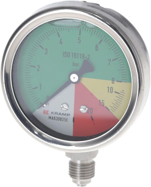 Manomètre Ø63 mm 0-8-15-25 1/4" BSP raccord vertical · réf. MA630825E