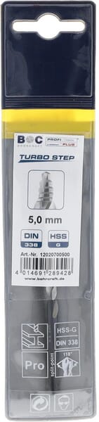 Vrták 5,0 mm HSS-DIN 338-G TURBO STEP