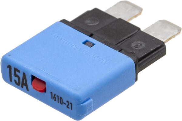 Fusible réinitialisation manuelle thermique 28V 15A longueur 34,4mm bleu E.T.A · réf. SI25015
