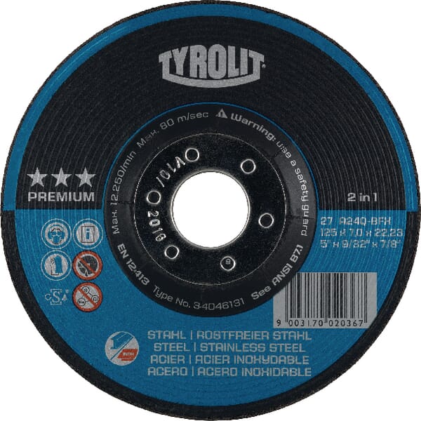 Brusné kotouče pro hrubé broušení Premium Tyrolit pro kov a ušlechtilou ocel 2v1
