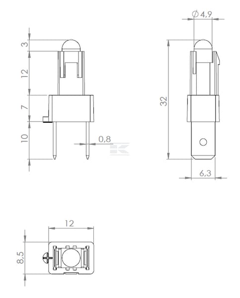 Ampoule et support 12V LED pour interrupteur à bascule vue 3