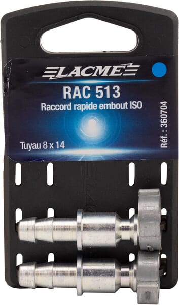 Embout ISO 6150 B 5,5 - Cannelé Tuyau Ø 8 mm + collier de serrage · réf. 360704LAC