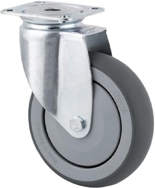 Roue pivotante, roue en polyuréthane : Ø75x25mm, Fixation de plaque: 60x60mm Load: 75kg Tente · réf. 2470PJP075P40
