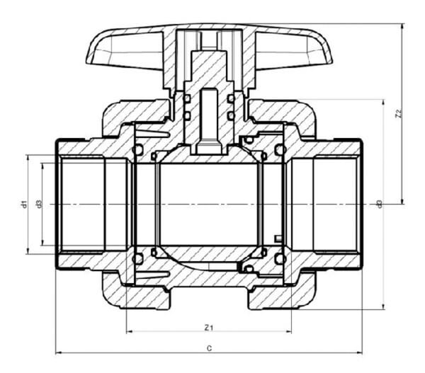 Robinet en PVC DID 3/8" x 3/8" vue 2