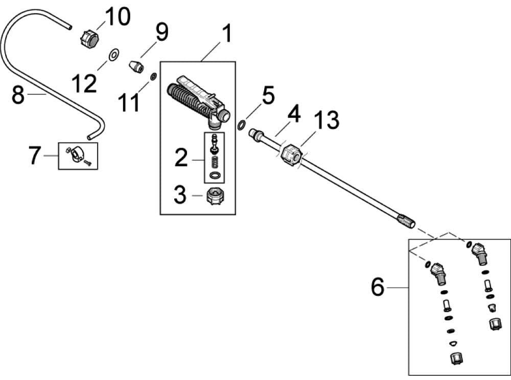 Postřikovací trubka, ruční ventil, tryska
