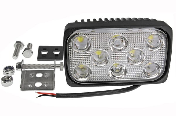 Feu de travail LED, 5W, 2560lm, rectangulaire, 12/24V, transparent, 100x70x160mm, 8 LED,Vapormatic — réf. VLC6113