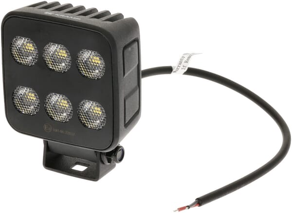 Lampe de travail LED, 60W, 6600lm, carrée, 12/24V, blanche, 92x109,5x51,1mm prise Deutsch, faisceau large, 12LED — réf. LA10830