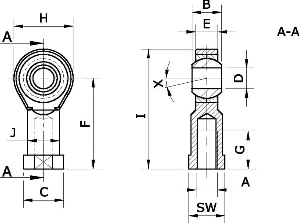 Tête articulée sphérique M8 vue 2