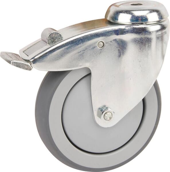 Roue pivotante, roue en polyuréthane : Ø125x32mm, Trou de vis simple, Load: 100kg, Tente — réf. 2477PJP125P3011