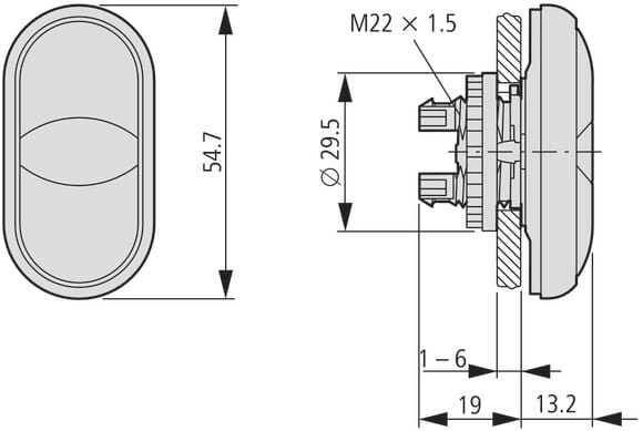 Boutton poussoir double voyant lumineux vue 2