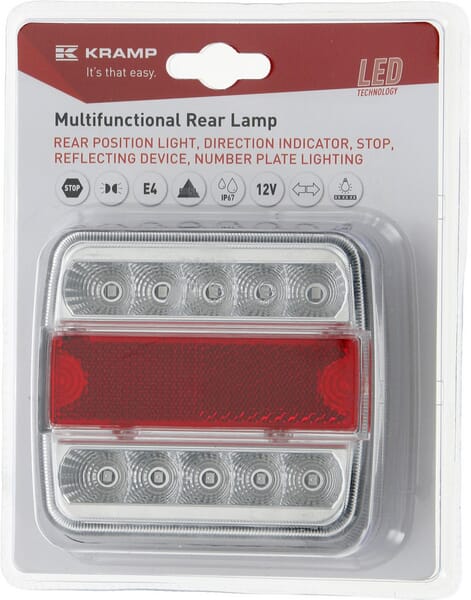 Feu arrière LED, 1W, carré, 12V, 106x35x98mm, 18 LED — réf. LA99190KR