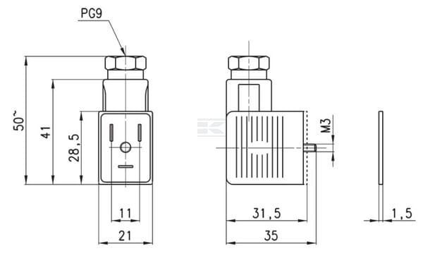 Connecteur de type 122 230 V vue 2