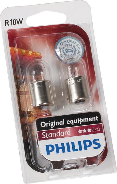 Ampoule Tube conventionnel R10W 24V 10W BA15s blanc Philips · réf. GL13814B2