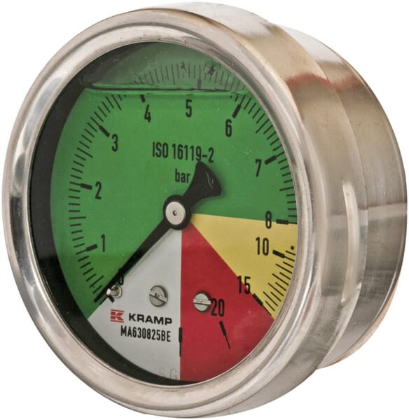 Manomètre Ø63 mm 0-8-15-25 1/4" BSP raccord arrière · réf. MA630825BE