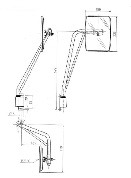 Rétroviseur avec bras D. 235x180 EA88 Ø20 vue 3