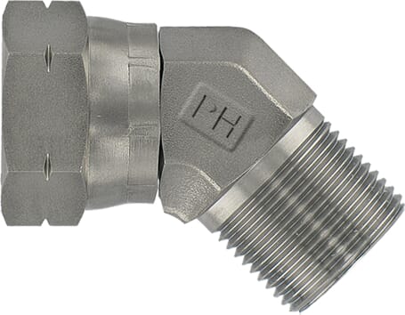 Úhlové spojky 45° z nerezové oceli - vnější závit BSP x převlečná matice BSP