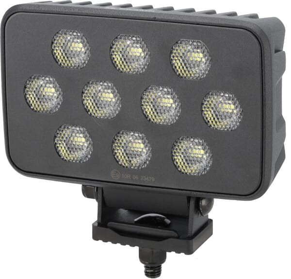 Lampe de travail LED, 100W, 8950lm, rectangulaire, 12/24V, blanc, 150x112x52,7mm prise Deutsch, faisceau large, 20LED — réf. LA10835