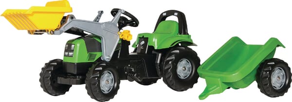 Tracteur à pédales avec chargeur frontal et remorque, Deutz Fahr, à partir de 2,5 ans, rollyKid de Rolly Toys — réf. R02319