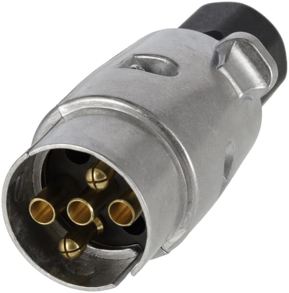 Fiche de remorque 5 pôles, aluminium, 12V, bornes à vis — réf. TR00008KR