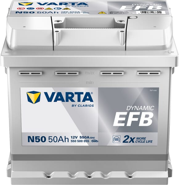 Batterie 12 V 50 Ah 550 A N50 VARTA Dynamic EFB — réf. 550500055