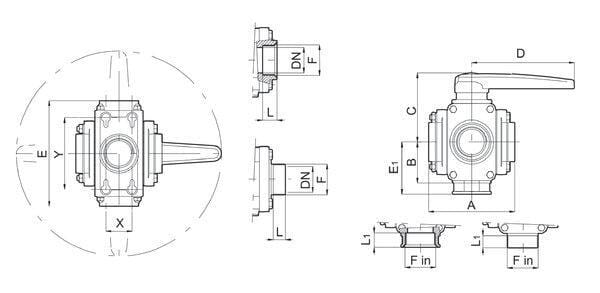 Bille - soupape 5 voies 2" F vue 3