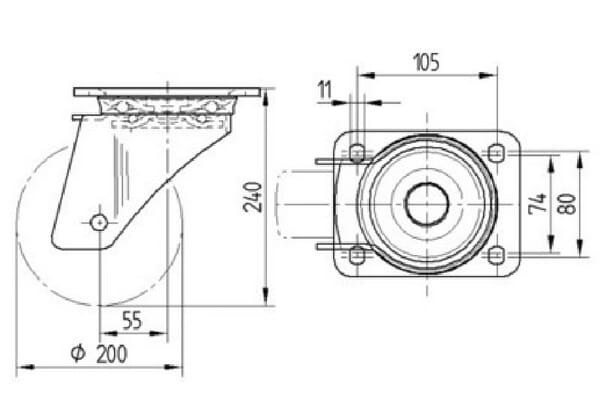 Roulettes pour charges lourdes en polyamide vue 2