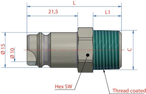 Racc. rap. filet mâle BSP 1/4" vue 3