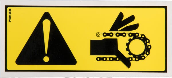 Avertissement par décalque : Transmission par chaîne — réf. 81PR800826