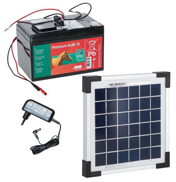 Ensemble solaire 5 W avec support Batterie AGM 15 Ah · réf. 377056