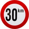 Plastic speed signs, white/red