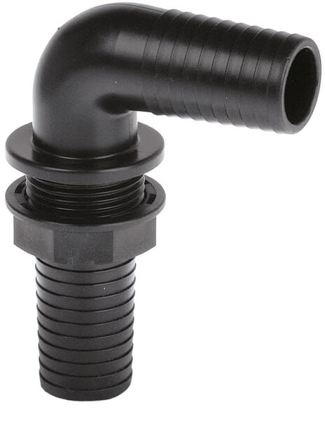 Koleno 90° s výpustí nádrže s převlečnou maticí a hadicovou přípojkou, GEOline