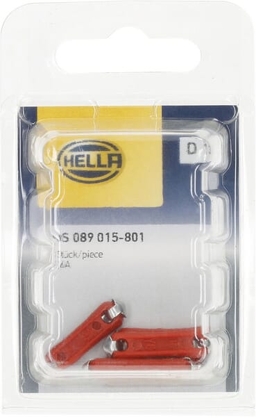 Fusible stéatite 16A longueur 25mm rouge pack 5x Hella · réf. 8JS089015801
