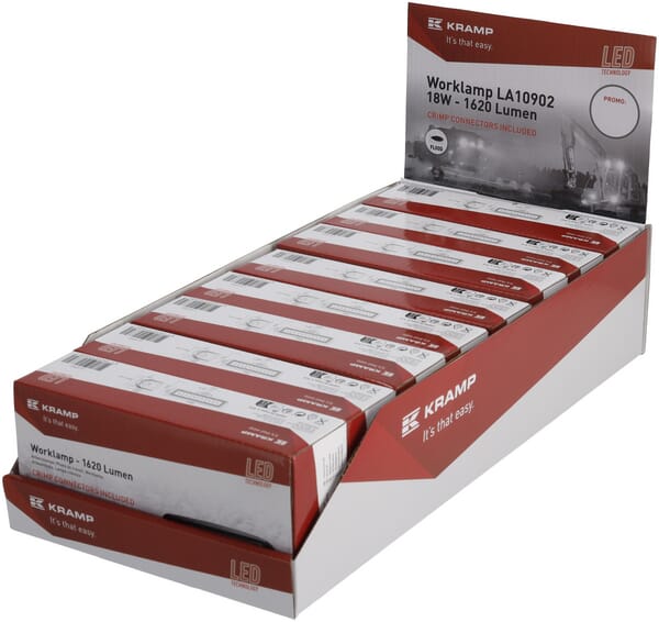 Phare de travail LED, 18W, 1620lm, rectangulaire, blanche, 160x60x70mm, spot, Kramp (boîte de 8 pièces) — réf. LA10902BOX