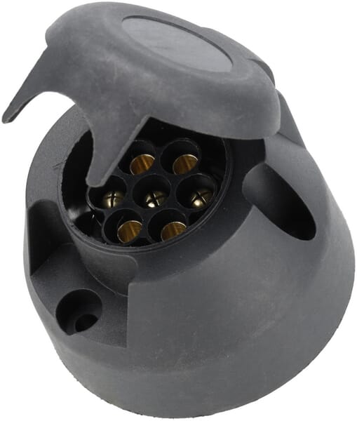 Prise de remorque 7 pôles, plastique, 12V, bornes à vis — réf. TR00002KR