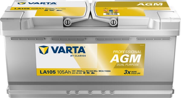 Batterie 12V 105Ah 950A LA105 VARTA Professional Dual Purpose AGM · réf. 840105095