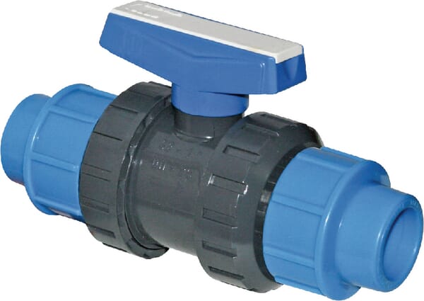 Vanne à bille PE cpl. PVC 40mm — réf. KS40405GP
