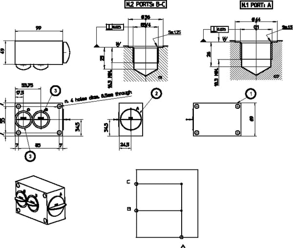 Bloc de retour 2x3/4" 1x1" vue 7