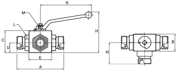 Vanne à bille sphérique à 3 voies 8L vue 2