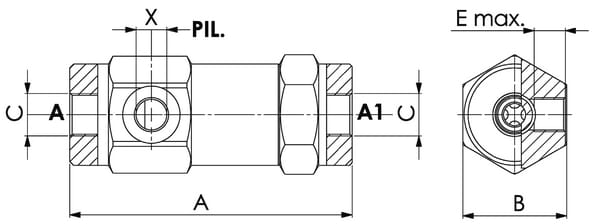 Clapet anti retour pilote 1/2" vue 2