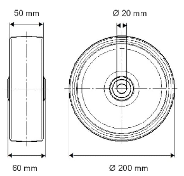 Roue 200 mm vue 2